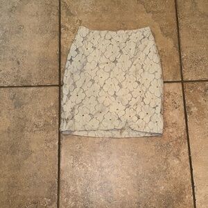 Ann Taylor Floral Lace Cream Skirt
